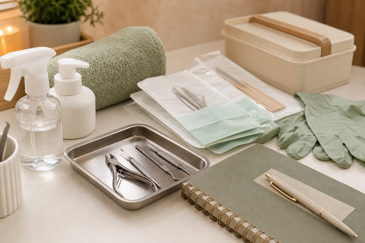 Instrumental podológico esterilizado preparado para atención domiciliaria